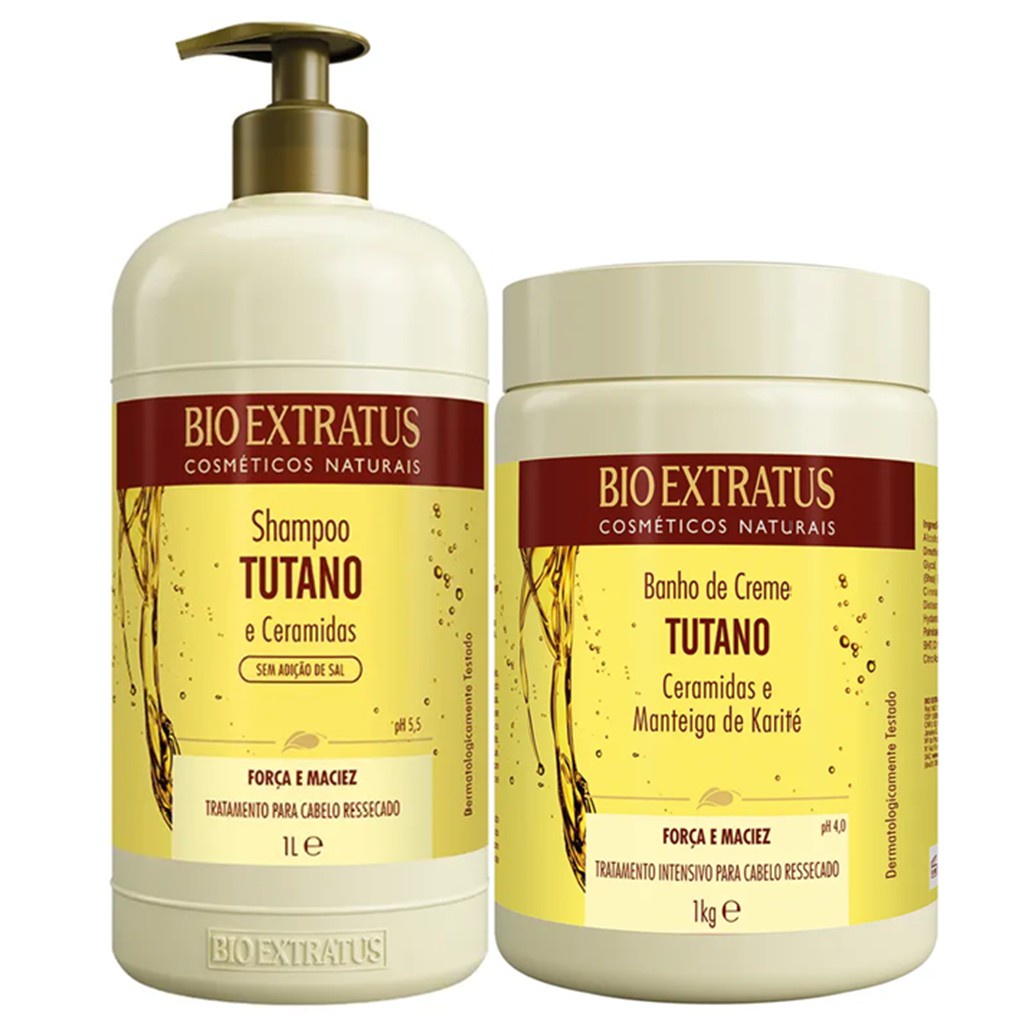 Kit Tutano E Ceramidas Shampoo 1 Litro Banho De Creme 1 Kg Bio