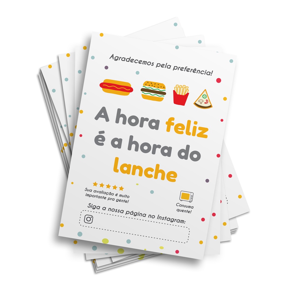 200un Panfletos Prontos Hora Do Lanche Agradecimento Ao Cliente