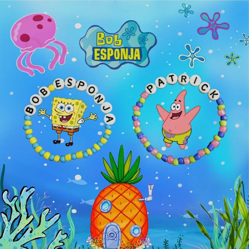 pulseira da amizade do Bob Esponja e Patrick de miçanga Shopee Brasil