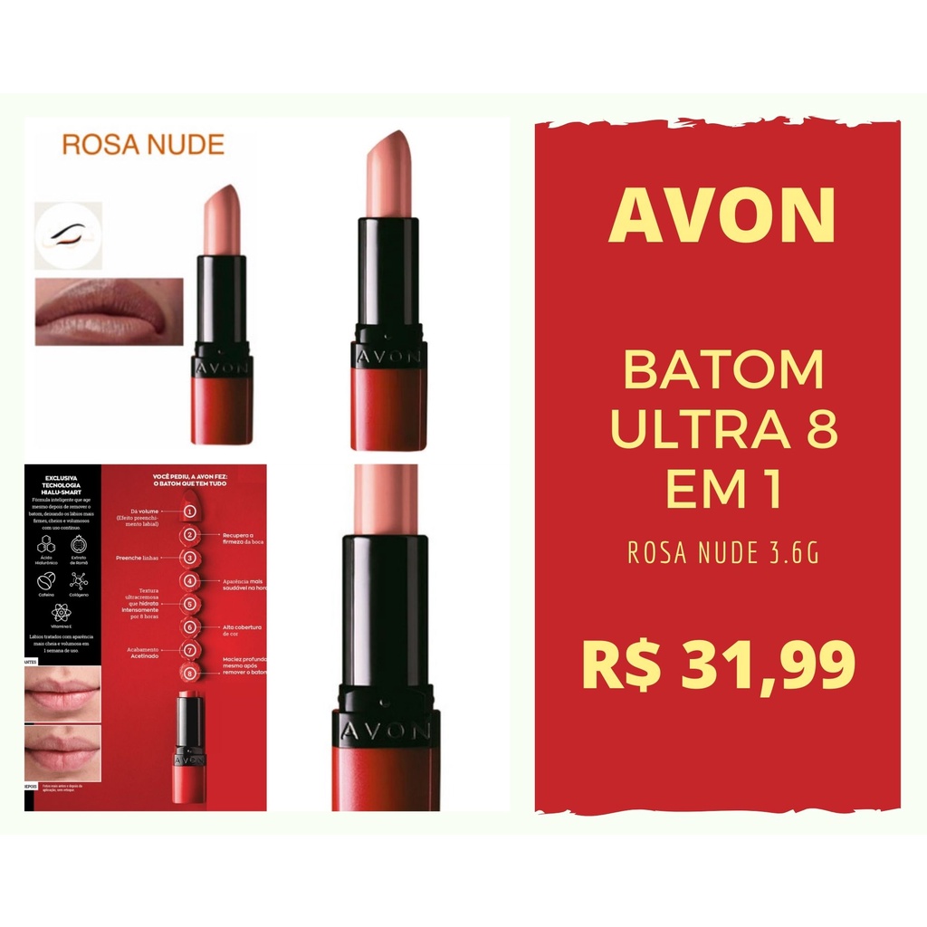 Batom Avon Ultra 8 Em 1 3 6g Rosa Nude Shopee Brasil