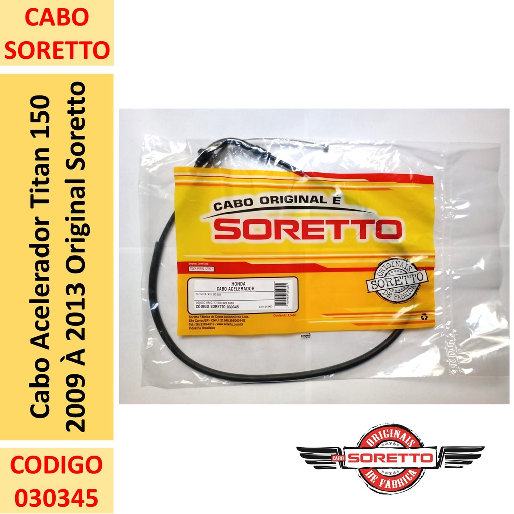 Cabo Acelerador Titan 150 Ano 2009 Soretto Shopee Brasil