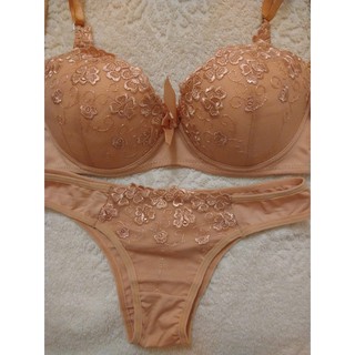MODA INTIMA FEMININA CONJUNTO LINGERIE TAMANHO M COR BEGE