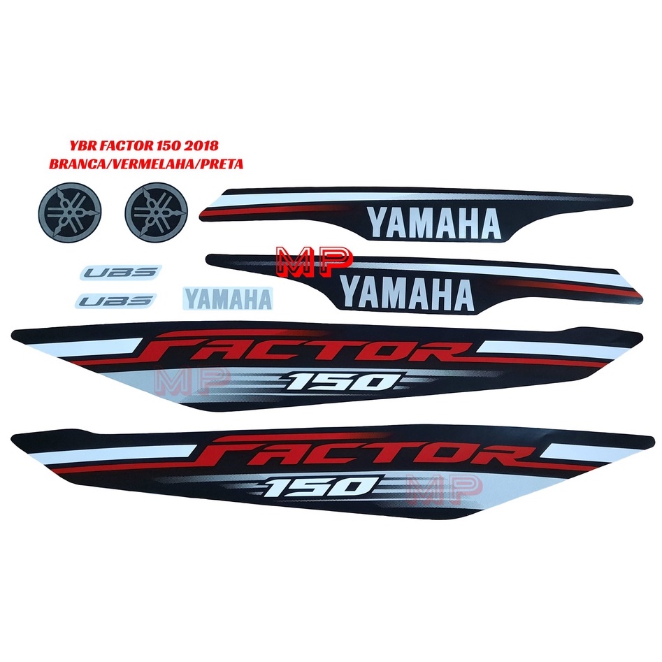 Faixas Adesivo Yamaha Ybr Factor Moto Branca Vermelha