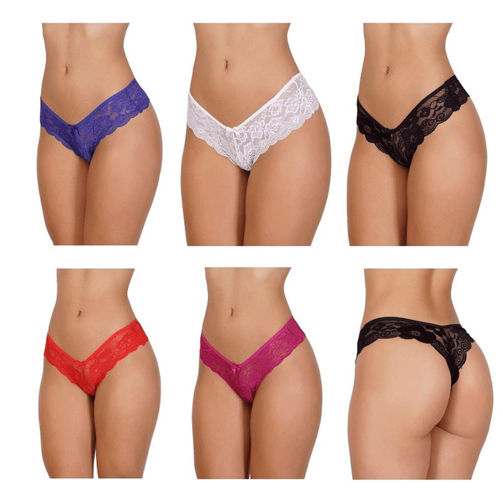 Kit 5 Calcinhas em Renda Frio de Luxo Lingerie Moda Intima Promoção