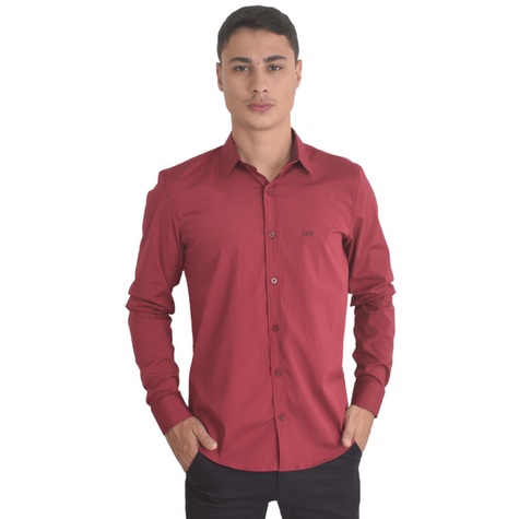 Camisa Social Masculina Bordô Slim LVK Shopee Brasil