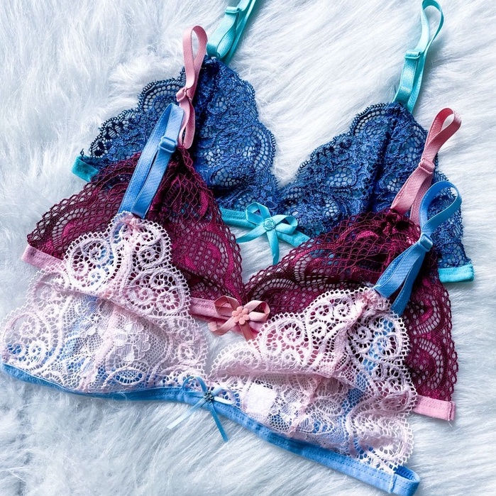 Lingerie Sutiã Top Sem Bojo Em Renda Bicolor Moda Íntima Shopee Brasil