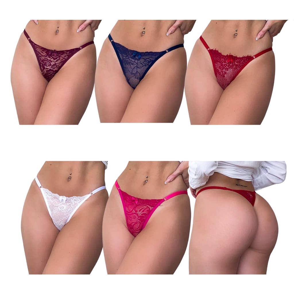 Kit Calcinhas Fio Tanga De Renda Lingerie De Luxo Shopee Brasil