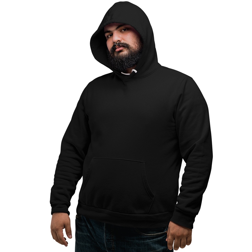 Moletom Canguru Unissex Algodao Plus Size Liso Sem Estampa Feminino