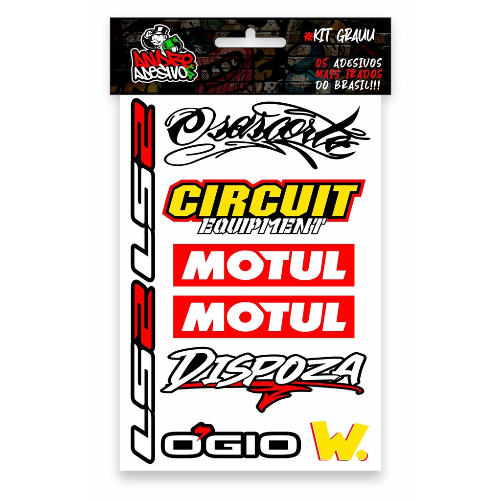 KIT 9 ADESIVOS ORIGINAIS OSASCORTE LS2 MOTUL CIRCUIT DISPOZA