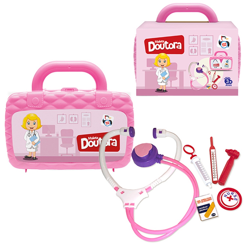 Mini Maleta Infantil Médica Doutora Enfermeira Brinquedo Kit Médico 6