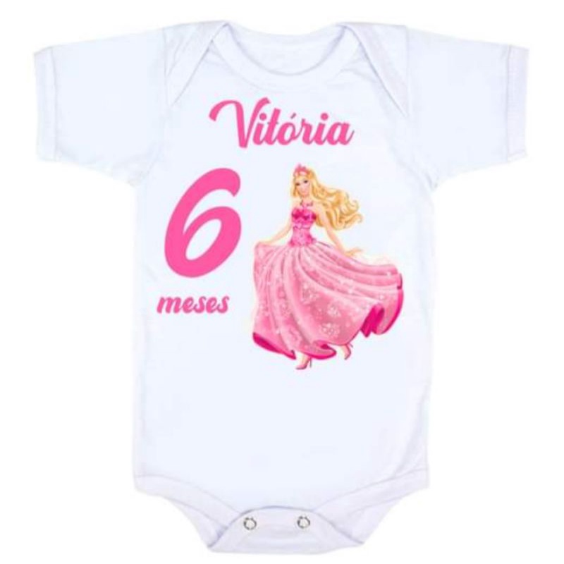 Body bebê roupa infantil Personalizada Mesversario Barbie Shopee Brasil