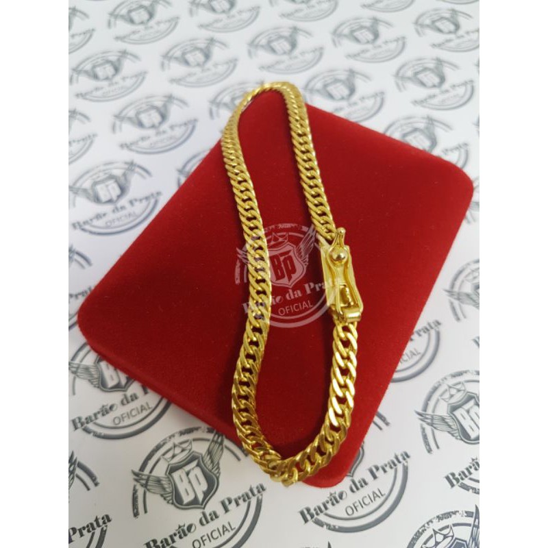 Pulseira Elos Duplos Mm Cm Banhada Ouro K Shopee Brasil