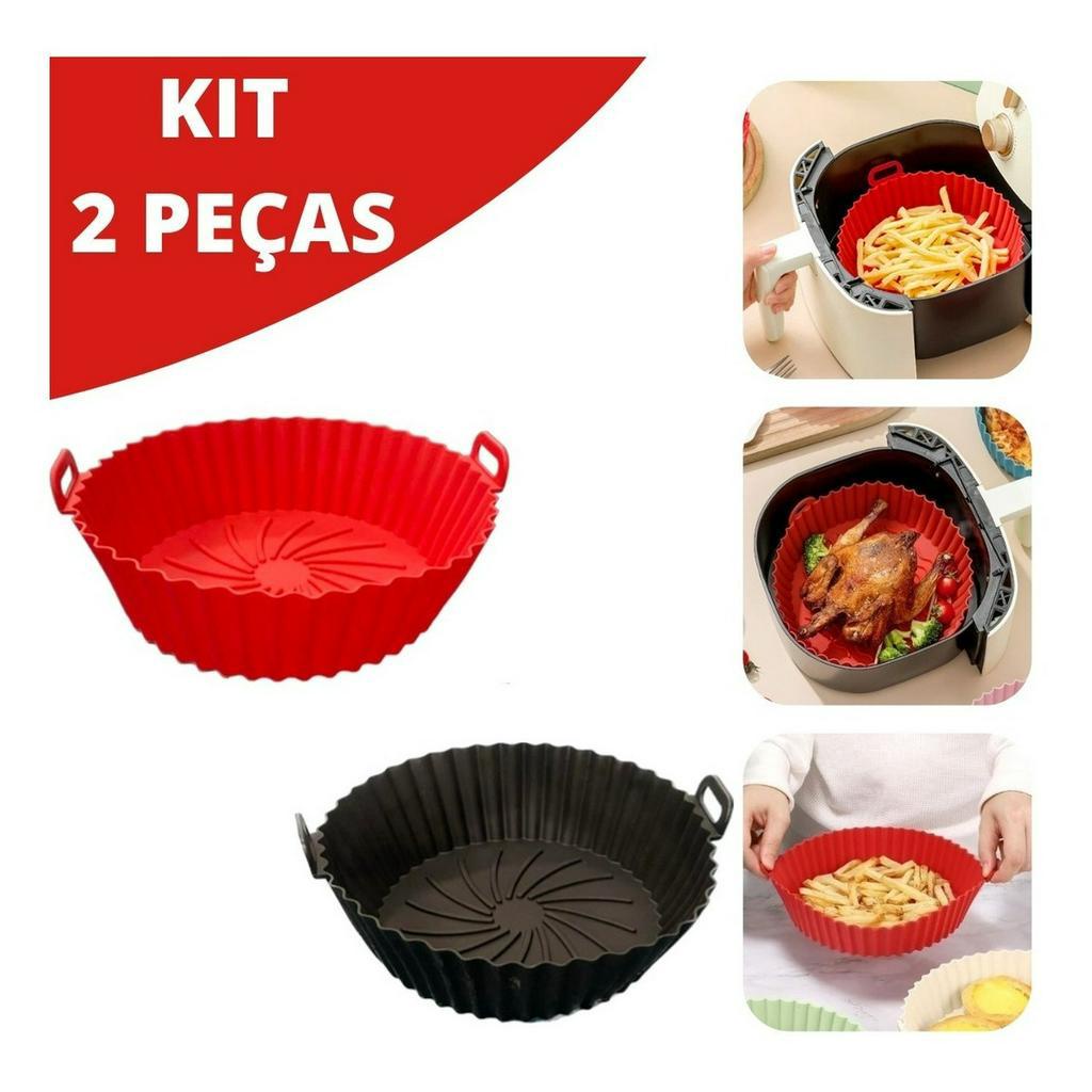 Kit Formas Assadeira Cesto De Silicone Air Fryer Microondas