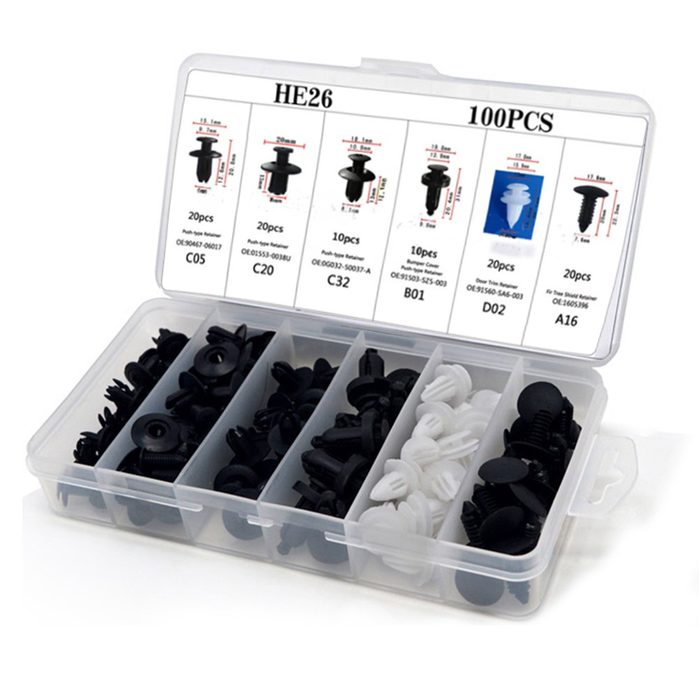 Kit De Aparas De 100pcs Clip Trim Grampos Para Carros Pino De Empurrar