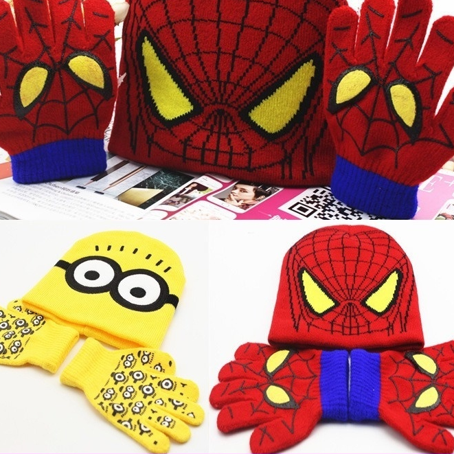 Touca De Frio Gorro Infantil Luva Homem Aranha Meninos Shopee Brasil