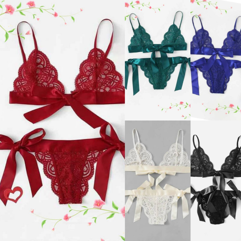 Conjunto de Lingerie Sexy Ladies Plus Lace Sexy de Três Pontos Lace Up