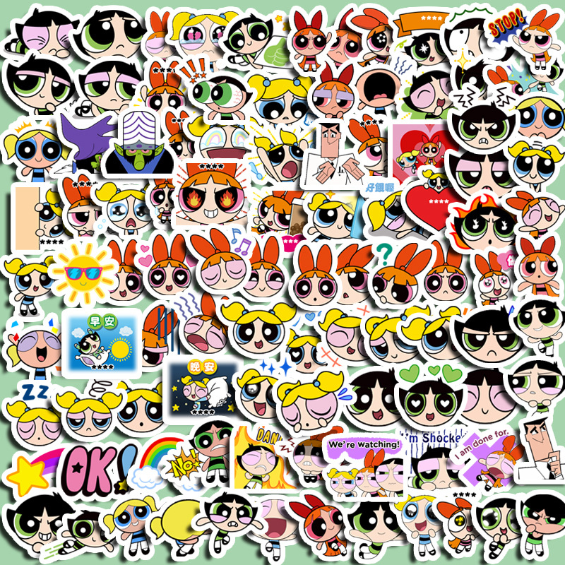 Folhas Em Autocolantes Powerpuff Girls Cartoon Stickers Girl