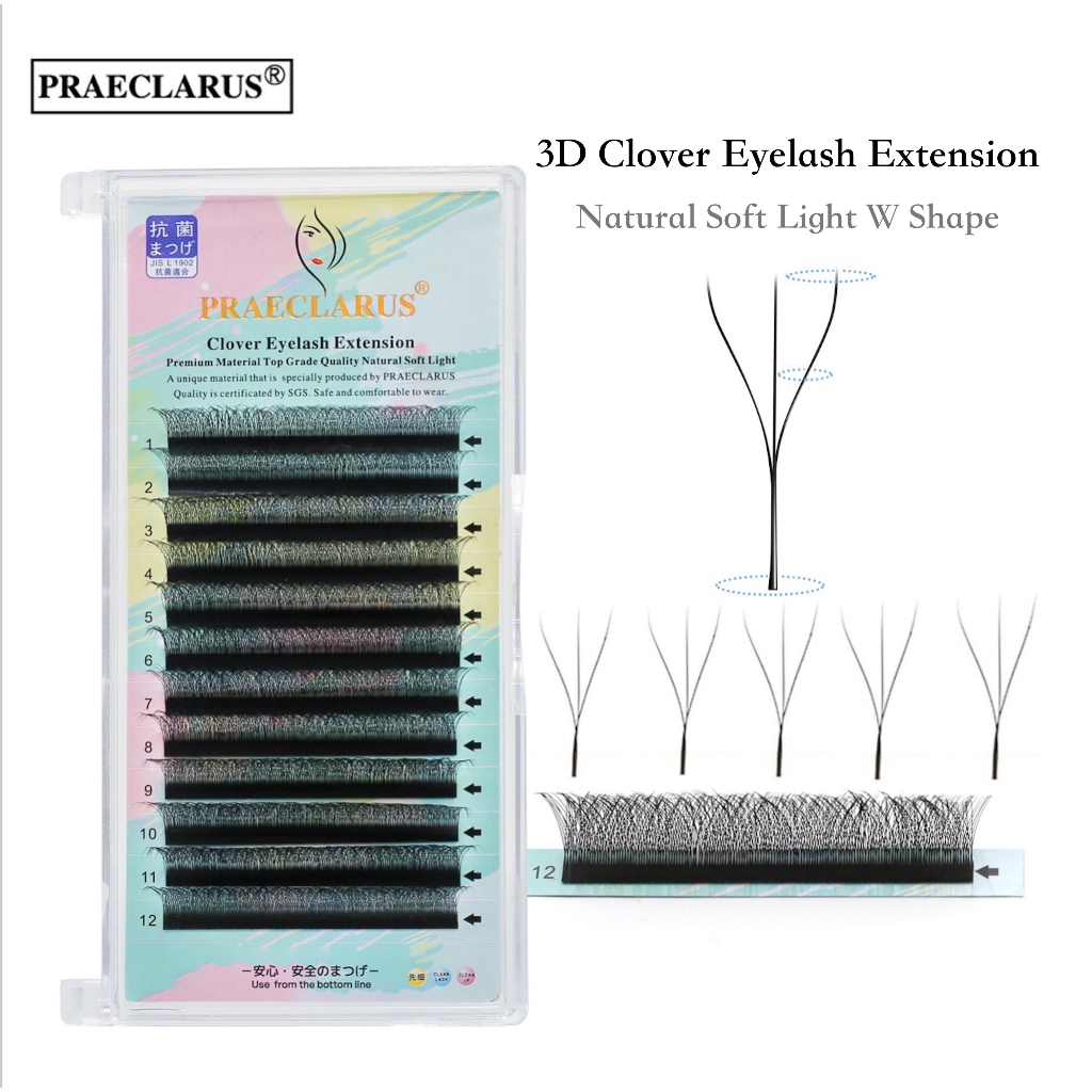 Praeclarus D Clover Eyelash Extension Thickness Mm Materiais Pbt