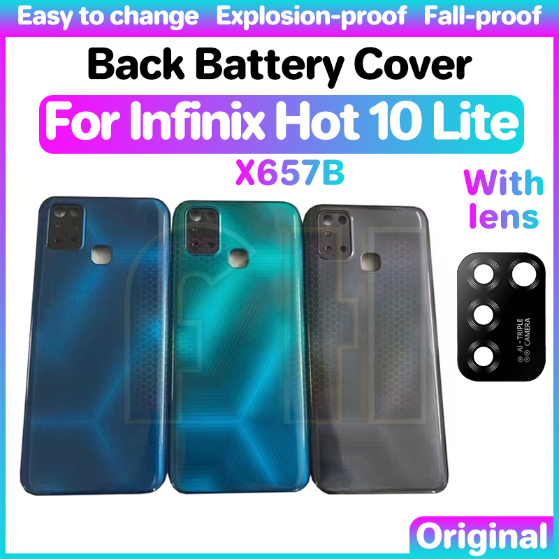 Tampa Traseira Da Bateria Carcaça De Vidro Para infinix hot 10 Lite