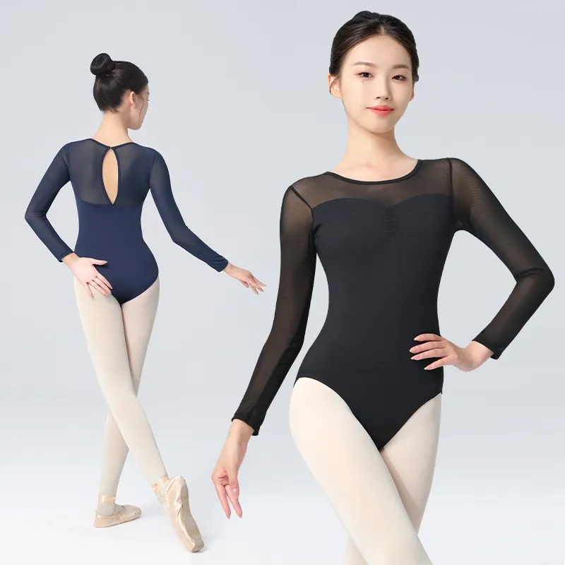 Collant De Bal Adulto Feminino Malha Manga Comprida Bodysuits De Dan A