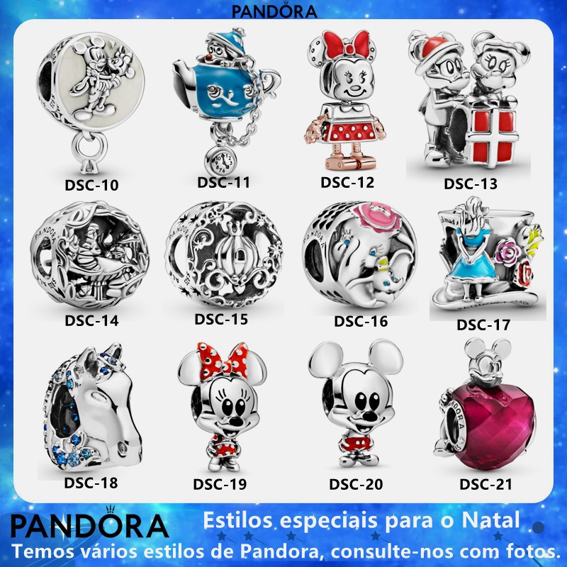 S925 Sterling Silver Minnie Mickey Robô De Prata String Disney Coleção