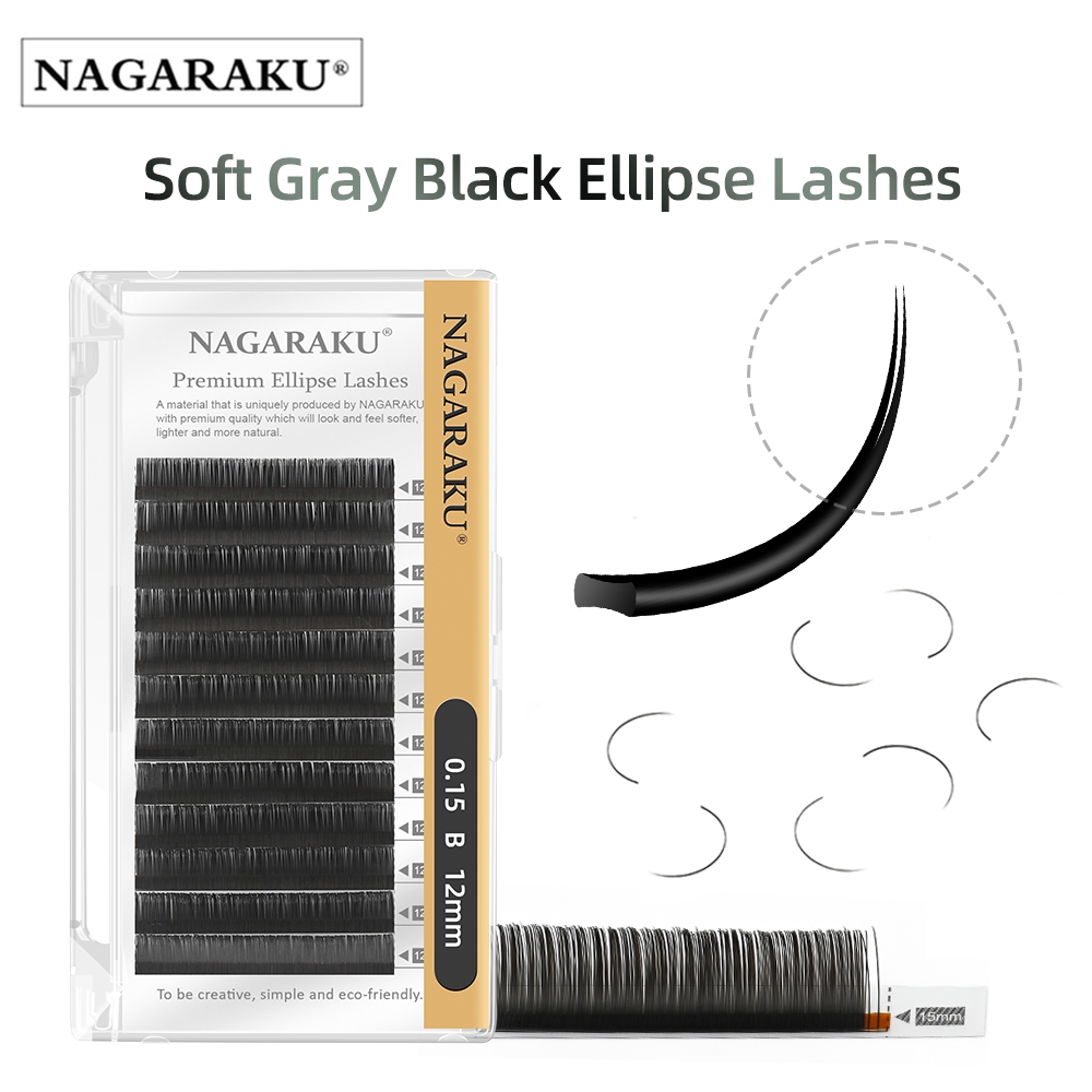 NAGARAKU Elipse Plana Dicas De Cílios Em Forma De Matte Gray Black