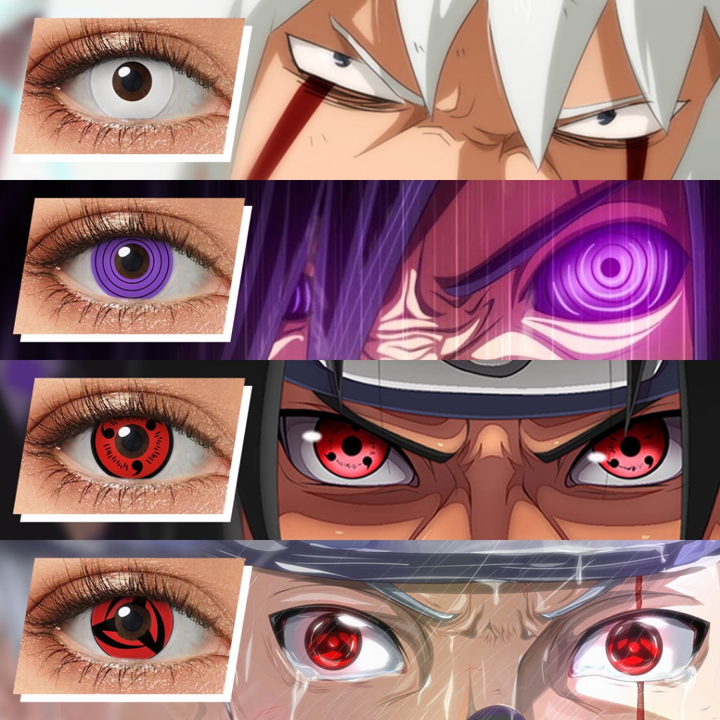 Lente De Contato Pseyeche White Sharingan Red Naruto Cosplay Grau 0