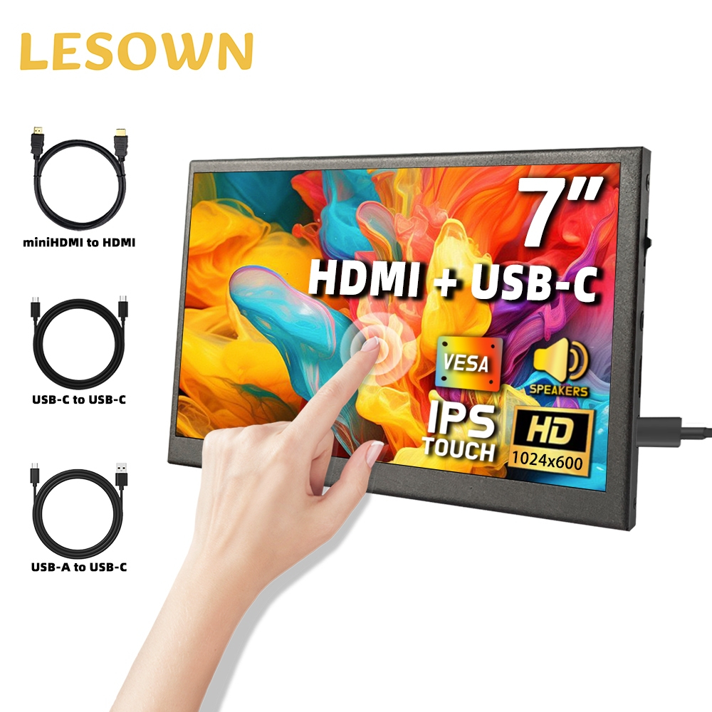 Lesown Monitor Pequeno De Polegadas Hdmi Usb C Ips Touch X Hd