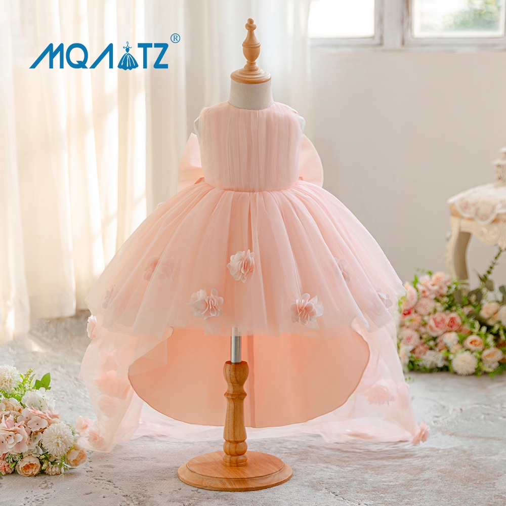 MQATZ Pageant Nude Rosa o Vestido De Menina Crianças Roupas Arrastando