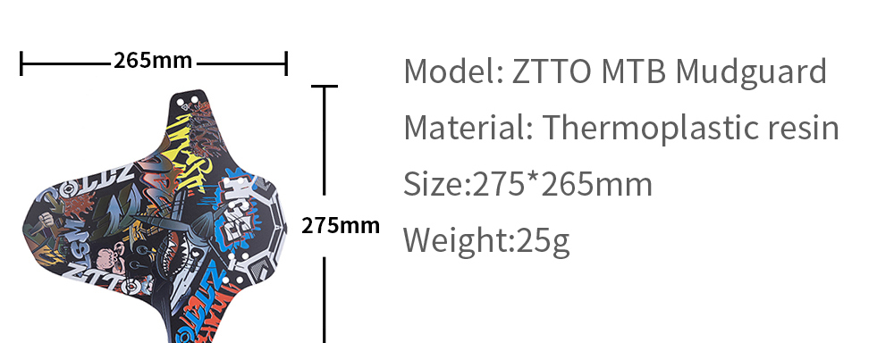 Fender ZTTO MTB Pára Lamas Leve e Durável Frente e Costas Curtas e