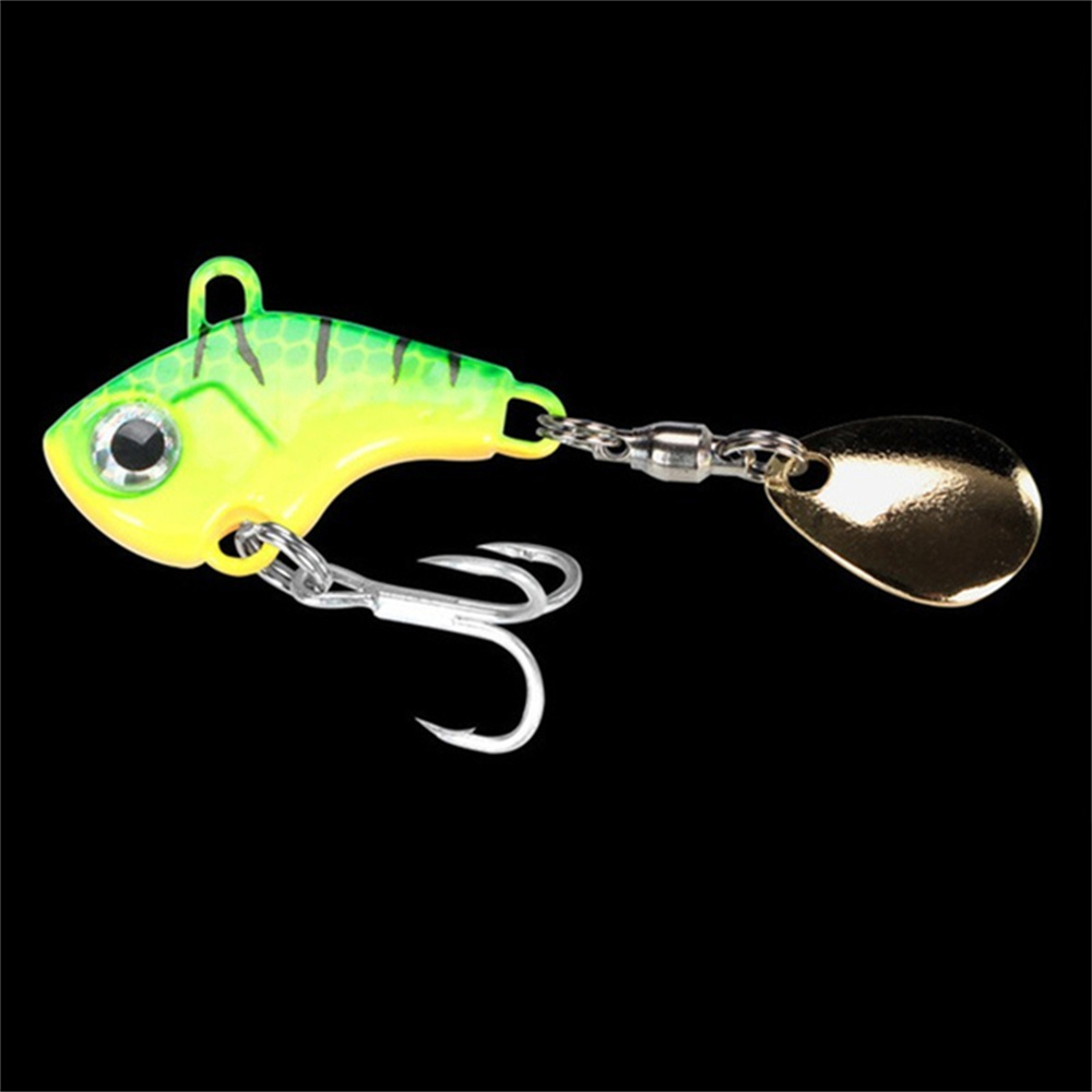 1Pc Vibração VIB De Metal Rotativo Colher De Isca De Pesca Jigs Truta