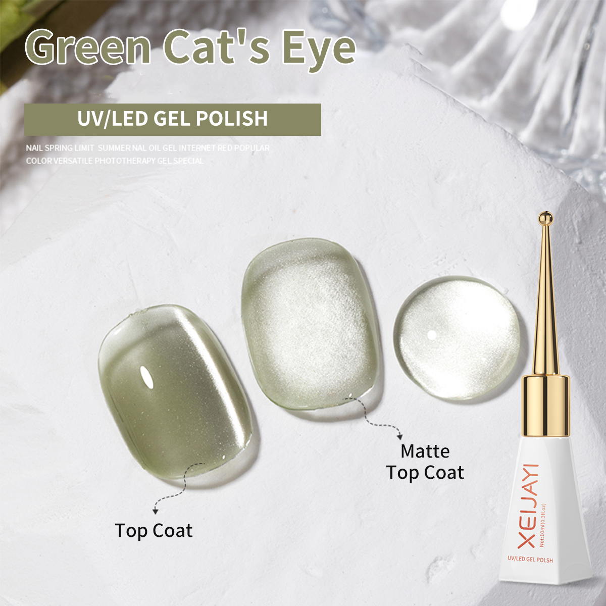 Xeijayi Ml Verde Olho De Gato Gel Magn Tico Uv Led Esmalte De Unha