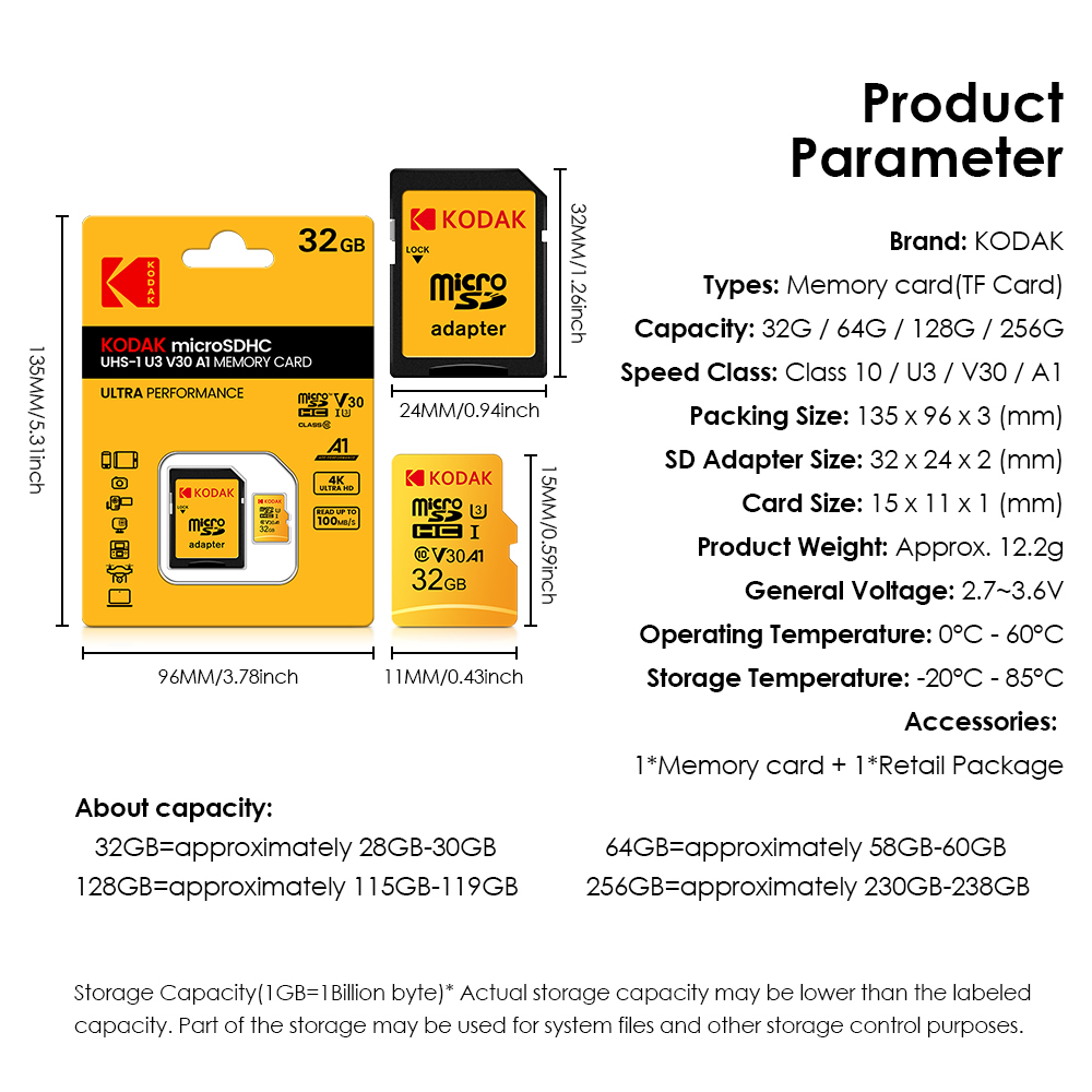 Cart O De Mem Ria Kodak Microsd Vermelho Classe Gb Gb Gb Gb