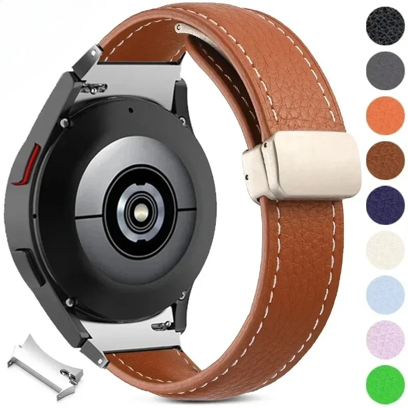 Pulseira De Couro Sem Lacunas Para Samsung Galaxy Watch 7 6 5 4 40mm