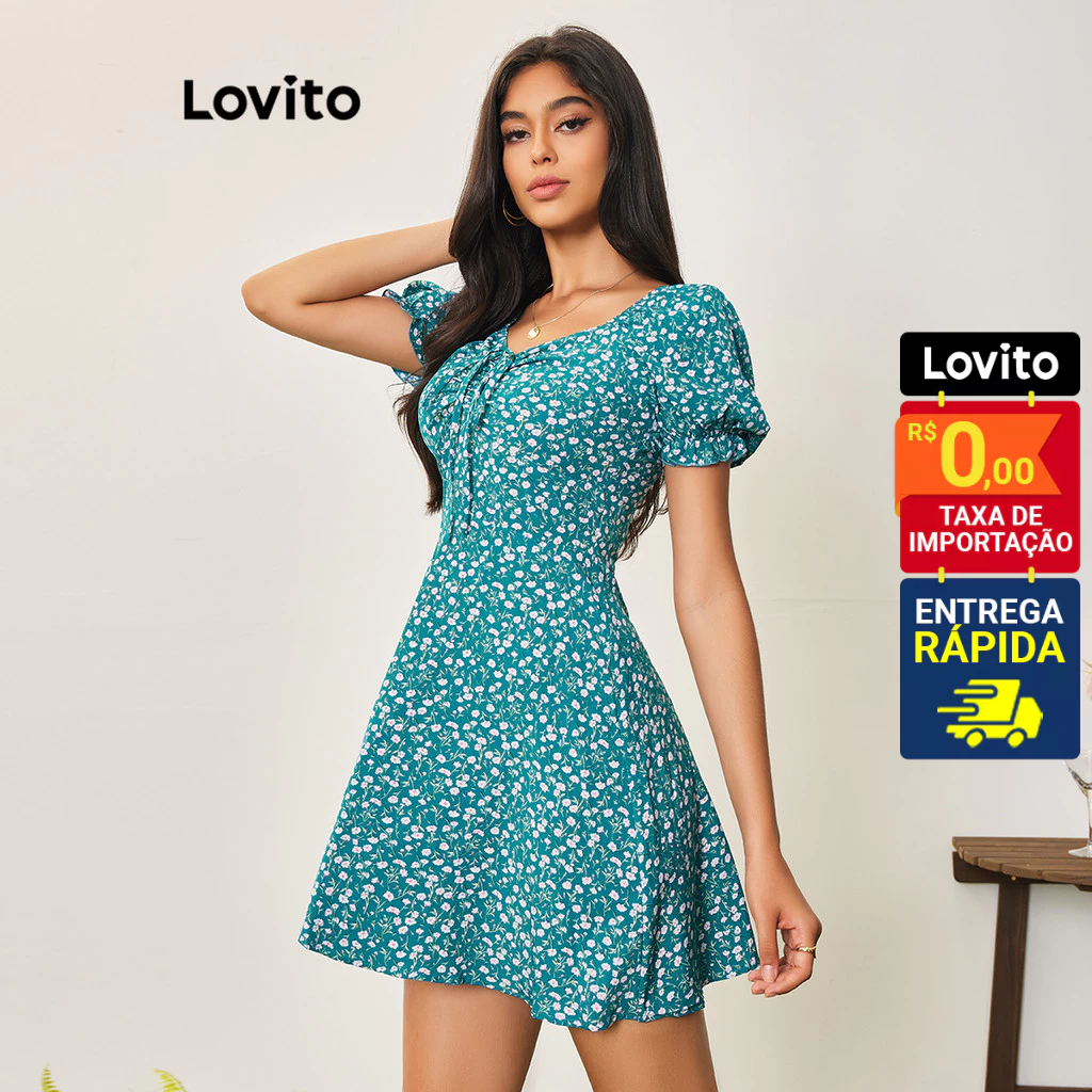 Lovito Casual Vestido Feminino Floral LBA05078 Shopee Brasil