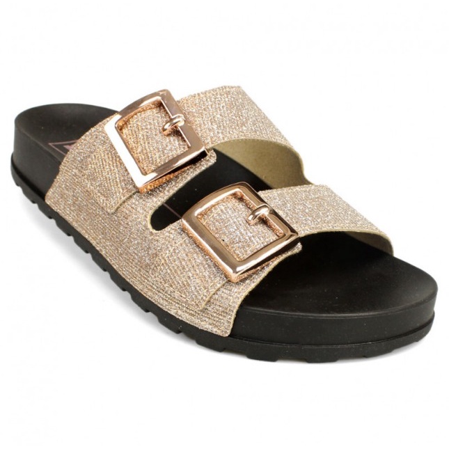 Sand Lia Tamanco Rasteirinha Birken Gliter Brilho Feminino Moleca