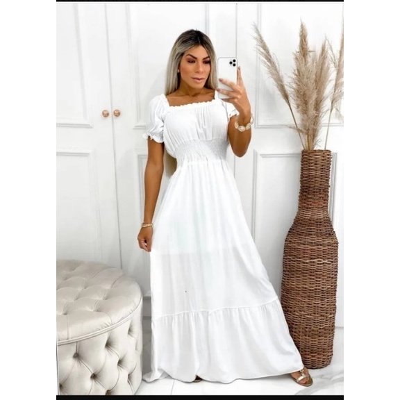 Vestido Branco Longo Mangas Shopee Brasil