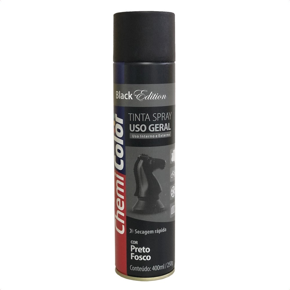 Tinta Spray Uso Geral Preto Fosco Ml Chemi Color Shopee Brasil