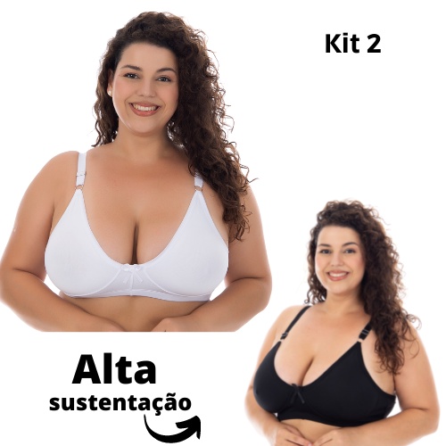 Kit 2 Sutiã Plus Size Sem Bojo Reforçado De Sustentação Lingerie