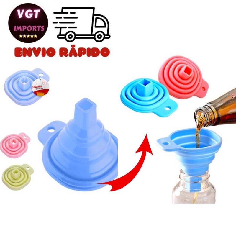 Funil De Silicone Dobr Vel Pequeno Retr Til Para Cozinha Pr Tic