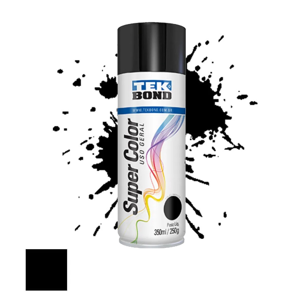 Tinta Spray Aerossol Preto Brilhante De Uso Geral Tekbond Ml