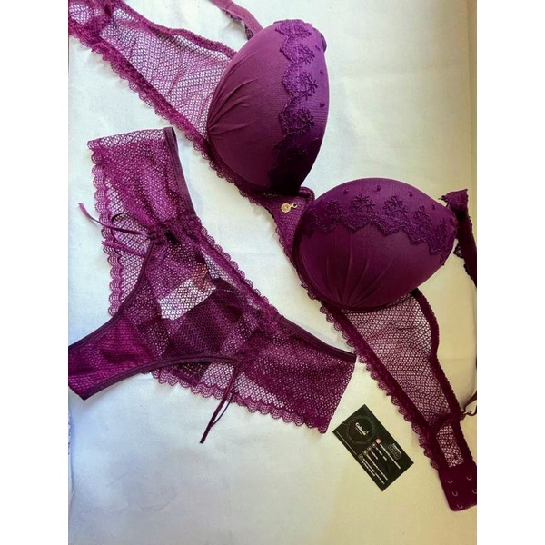 Conjunto Lingerie Roxo Bojo E Renda Sexy Lageli Shopee Brasil