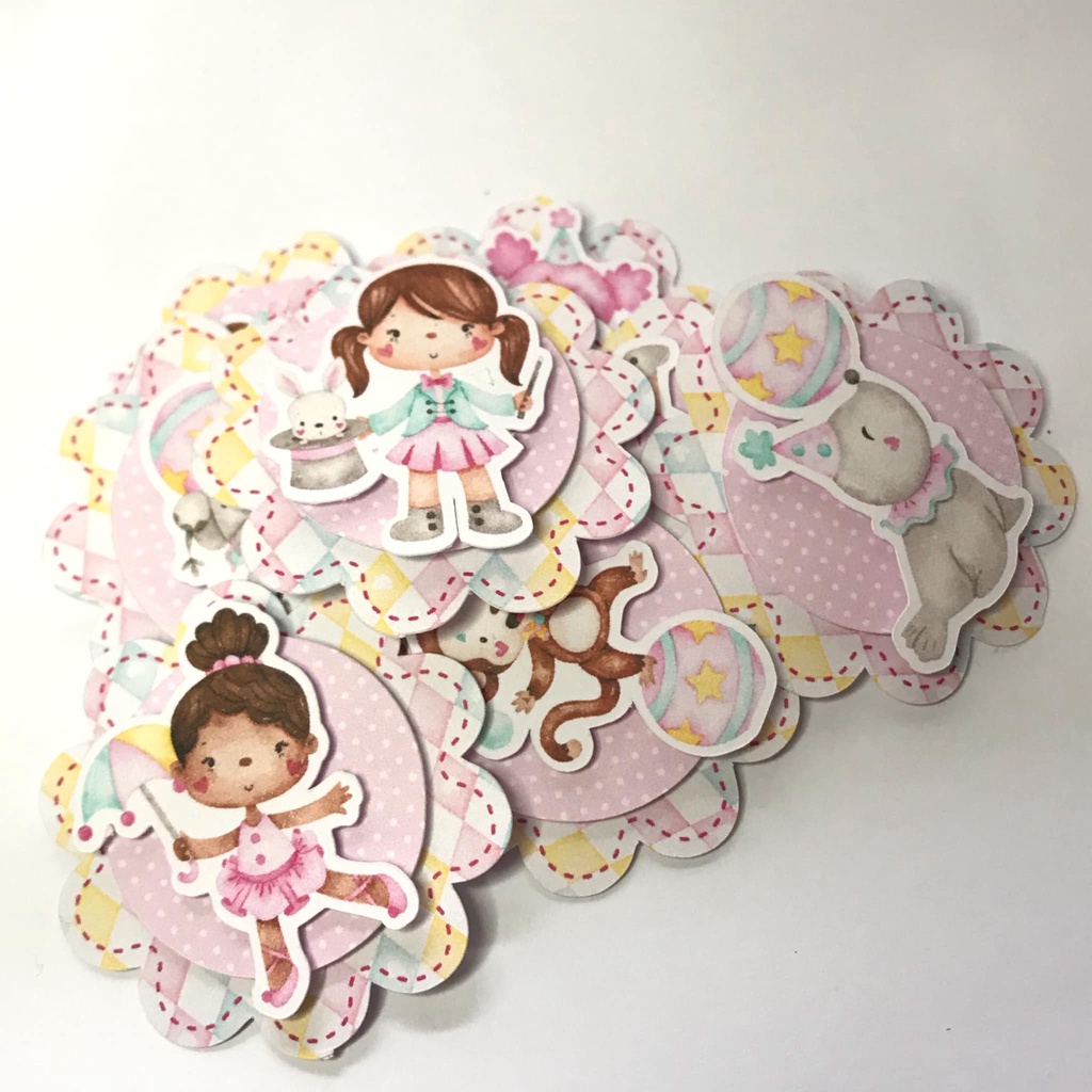 Toppers Tags Circo Rosa Aquarelado Para Decora O E Personaliza O