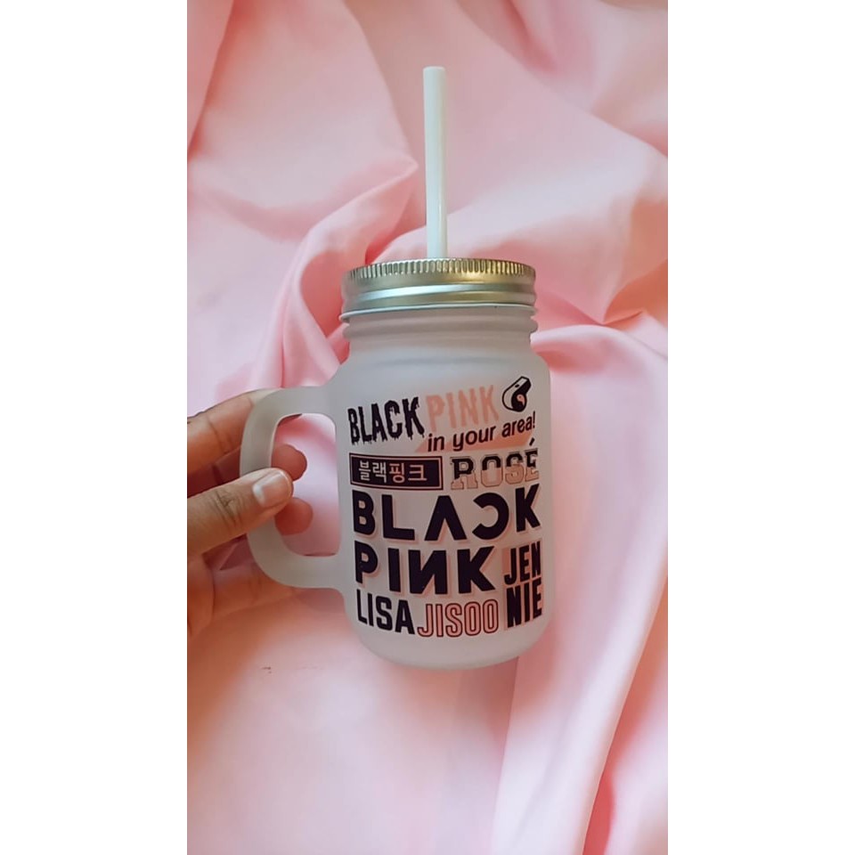 Mason Jar Caneca Canudo Black Pink Shopee Brasil