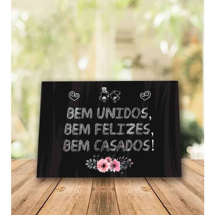 Placa Decorativa Casamento Frase Bem Felizes Casados Shopee Brasil