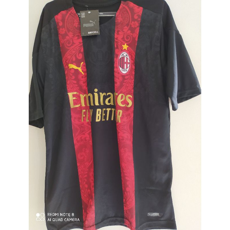 Camisa De Futebol Milan Torcedor Preto E Vermelho Puma Shopee Brasil