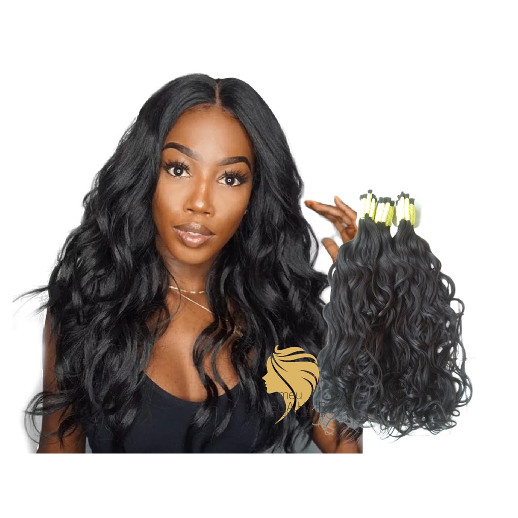 Mega Hair Cabelo 100 Humano Liso Ondulado 40cm 50grs Fio Brasileiro