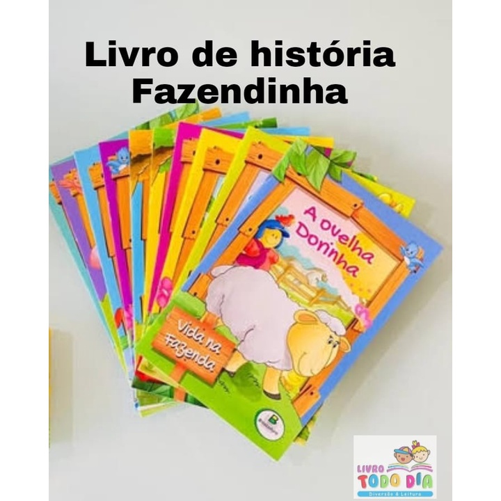 Livro infantil de histórias de Animais da Fazenda Estimação Fábulas