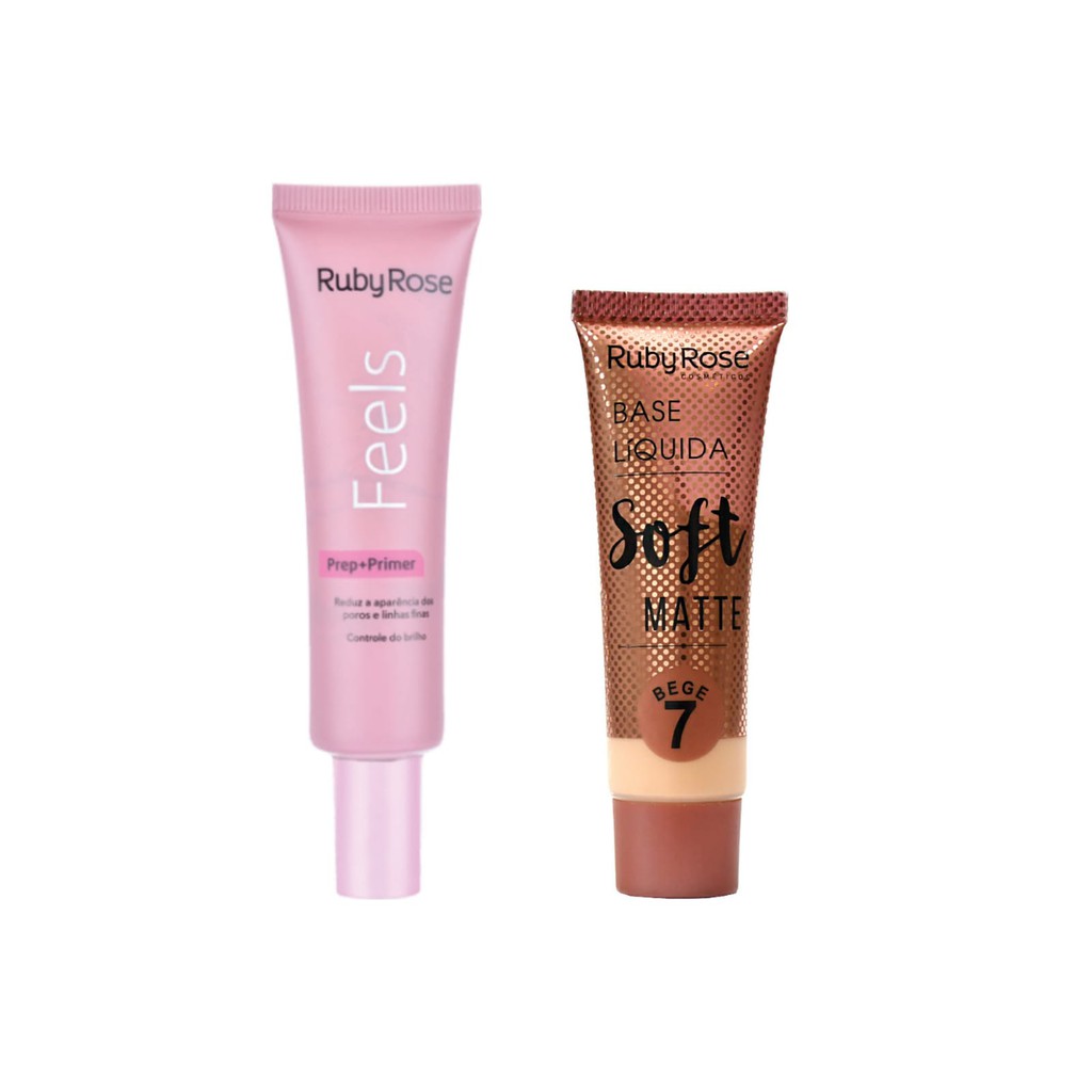 Kit Base L Quida Soft Matte Ruby Rose Prep Primer Feels Shopee Brasil