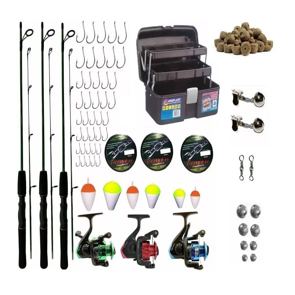 Kit Maleta De Pesca Completa 3 Varas 1 20m 6kg Molinetes Shopee Brasil